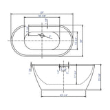 ALFI Brand AB8838 59 inch White Oval Acrylic Free Standing Soaking Bathtub