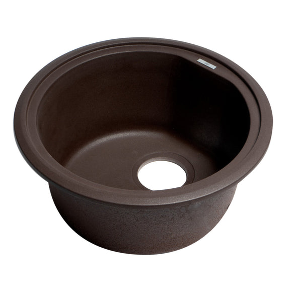 ALFI AB1717UM-C Chocolate 17" Undermount Round Granite Comp Kitchen Prep Sink