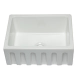 ALFI AB2418HS-W 24 inch White Smooth / Fluted Single Bowl Fireclay Farm Sink