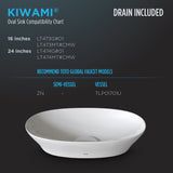 TOTO LT474MT#CMW Kiwami Oval 24" Vessel Bathroom Sink with CEFIONTECT, Clean Matte