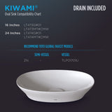 TOTO LT474G#01 Kiwami Oval 24" Vessel Bathroom Sink in Cotton White