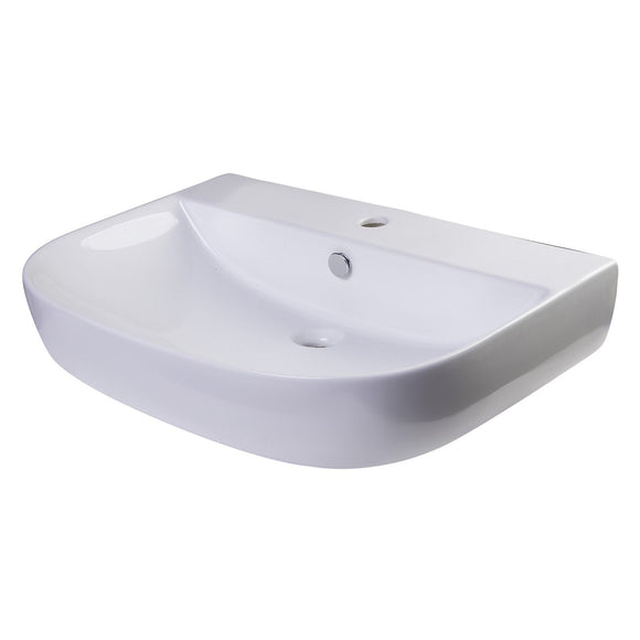 ALFI Brand AB112 28" White D-Bowl Porcelain Wall Mounted Bath Sink