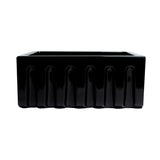 ALFI AB2418HS-BG 24" Black Gloss Reversible Smooth / Fluted Fireclay Farm Sink