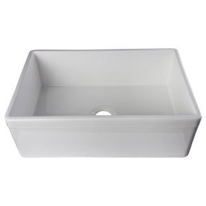 ALFI AB511-W White 30" Decorative Lip Apron Single Bowl Fireclay Farmhouse Sink