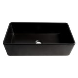 ALFI Brand ABF3618-BM Black Matte Smooth Apron 36" x 18" Single Bowl Fireclay Farm Sink