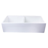 ALFI AB3918DB-W 39" White Smooth Apron Thick Wall Fireclay Double Bowl Farm Sink