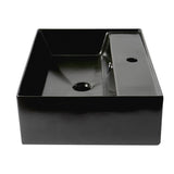 ALFI Brand ABC901-BM Black Matte 24" Modern Rectangular Above-Mount Ceramic Sink with Faucet Hole