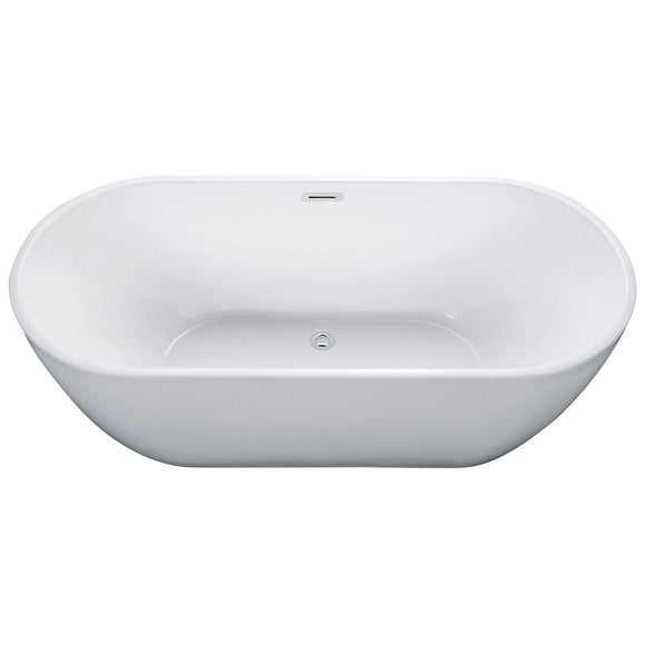 ALFI Brand AB8839 67 inch White Oval Acrylic Free Standing Soaking Bathtub