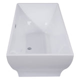 ALFI AB8840 67 inch White Rectangular Acrylic Free Standing Soaking Bathtub