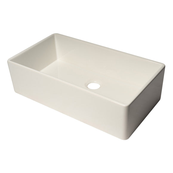 ALFI Brand AB536-W White 36" Smooth Apron Single Bowl Fireclay Farm Sink