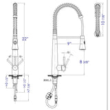 ALFI AB2039S Stainless Steel Commercial Spring Faucet with Pull Down Shower Spray