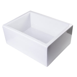 ALFI AB2418SB-W 24" White Smooth Thick Wall Fireclay Single Bowl Farm Sink