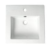 ALFI Brand ABC801 White Modern 17" Square Drop-in Ceramic Sink with Faucet Hole