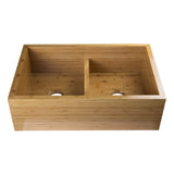 ALFI Brand AB3321 33" Double Bowl Bamboo Kitchen Farm Sink