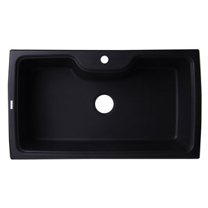 ALFI AB3520DI-BLA Black 35" Drop-In Single Bowl Granite Composite Kitchen Sink