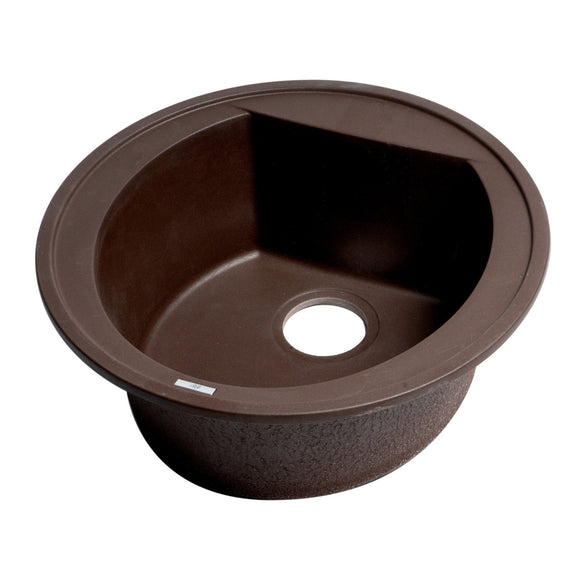 ALFI Brand AB2020DI-C Chocolate 20" Drop-In Round Granite Comp Kitchen Prep Sink