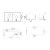 ALFI AB3318DB-W 33 inch White Reversible Double Fireclay Farmhouse Kitchen Sink