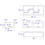 ALFI AB3918ARCH-B 39" Biscuit Arched Apron Wall Fireclay Double Bowl Farm Sink