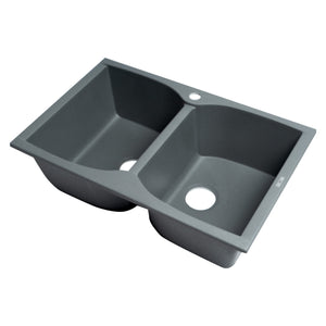 ALFI Brand AB3220DI-T Titanium 32" Drop-In 2x Bowl Granite Comp Kitchen Sink