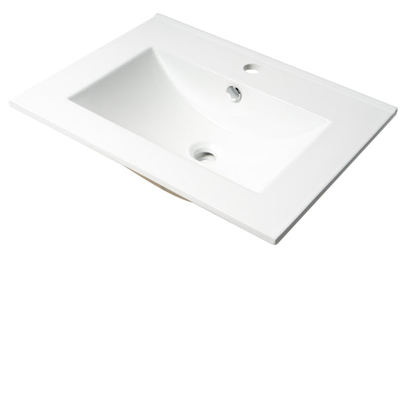 ALFI Brand ABC803 White Modern 25" Rectangular Drop-in Ceramic Sink with Faucet Hole