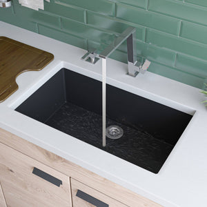 ALFI AB3020UM-BLA Black 30" Undermount Single Bowl Granite Composite Sink