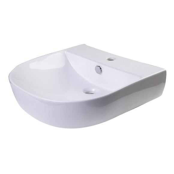 ALFI Brand AB110 20" White D-Bowl Porcelain Wall Mounted Bath Sink