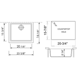 ALFI AB2420UM-BLA Black 24" Undermount Single Bowl Granite Composite Sink