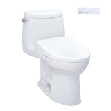 TOTO WASHLET+ UltraMax II 1G One-Piece Elongated 1.0 GPF Toilet with Auto Flush WASHLET+ S7 Contemporary Bidet Seat, Cotton White - MW6044726CUFGA#01