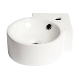 ALFI Brand ABC121 White 17" Tiny Corner Wall Mounted Ceramic Sink with Faucet Hole