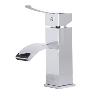 ALFI Brand AB1258-PC Polished Chrome Square Body Curved Spout Bathroom Faucet