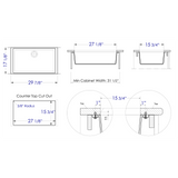 ALFI AB3020UM-B Biscuit 30" Undermount Single Bowl Granite Composite Sink