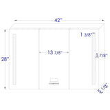 ALFI Brand ABMC4228BT 42" x 28" Triple Door LED Light Bluetooth Medicine Cabinet