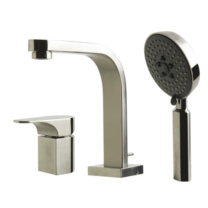 ALFI AB2703-BN Brushed Nickel Deck Mounted Tub Filler and Round Shower Head