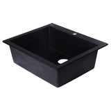 ALFI AB2420DI-BLA Black 24" Drop-In Single Bowl Granite Composite Kitchen Sink