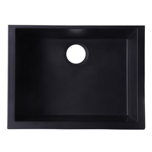 ALFI AB2420UM-BLA Black 24" Undermount Single Bowl Granite Composite Sink