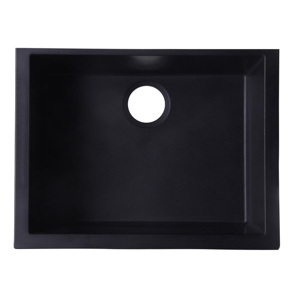 ALFI AB2420UM-BLA Black 24" Undermount Single Bowl Granite Composite Sink