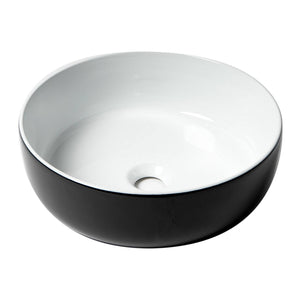 ALFI Brand ABC908 Black & White Modern 15" Round Above-Mount Ceramic Sink