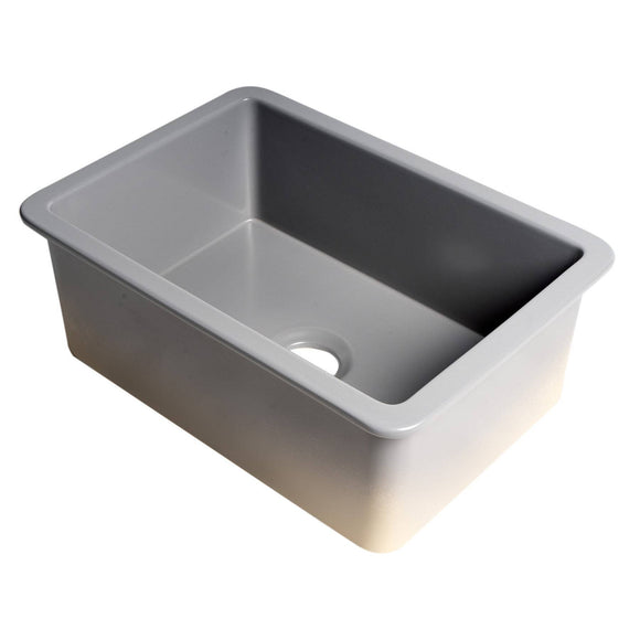 ALFI Brand ABF2718UD-GM Gray Matte 27" x 18" Fireclay Undermount/Drop In Fireclay Kitchen Sink