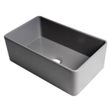 ALFI Brand ABF3018-GM Gray Matte Smooth Apron 30" x 18" Single Bowl Fireclay Farm Sink