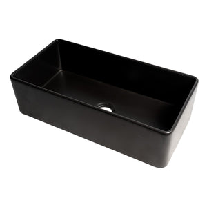 ALFI Brand ABF3618-BM Black Matte Smooth Apron 36" x 18" Single Bowl Fireclay Farm Sink