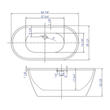 ALFI Brand AB8839 67 inch White Oval Acrylic Free Standing Soaking Bathtub