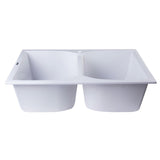 ALFI AB3220DI-W White 32" Drop-In Double Bowl Granite Composite Kitchen Sink