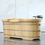 ALFI Brand AB1163 61" Free Standing Wooden Bathtub with Cushion Headrest