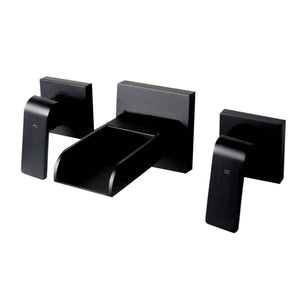 ALFI Brand AB1796-BM Black Matte Widespread Wall Mounted Modern Waterfall Bathroom Faucet