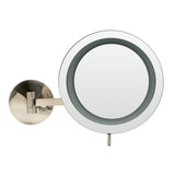 ALFI Brand ABM9WLED-BN Brushed Nickel Wall Mount Round 9" 5x Magnifying Cosmetic Mirror with Light