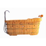 ALFI AB1139 61" Free Standing Cedar Wooden Bathtub with Fixtures & Headrest