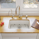 ALFI Brand AB503UM-W 24 inch White Single Bowl Fireclay Undermount Kitchen Sink