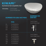 TOTO LT477G#01 Kiwami Asymmetrical Vessel Bathroom Sink with CEFIONTECT, Cotton White