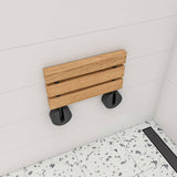 ALFI Brand ABS16R-BM Black Matte 16" Wide Foldable Teak Shower Seat with Round Hardware