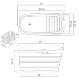 ALFI Brand AB1187 57" Freestanding Rubber Wooden Soaking Bathtub with Headrest